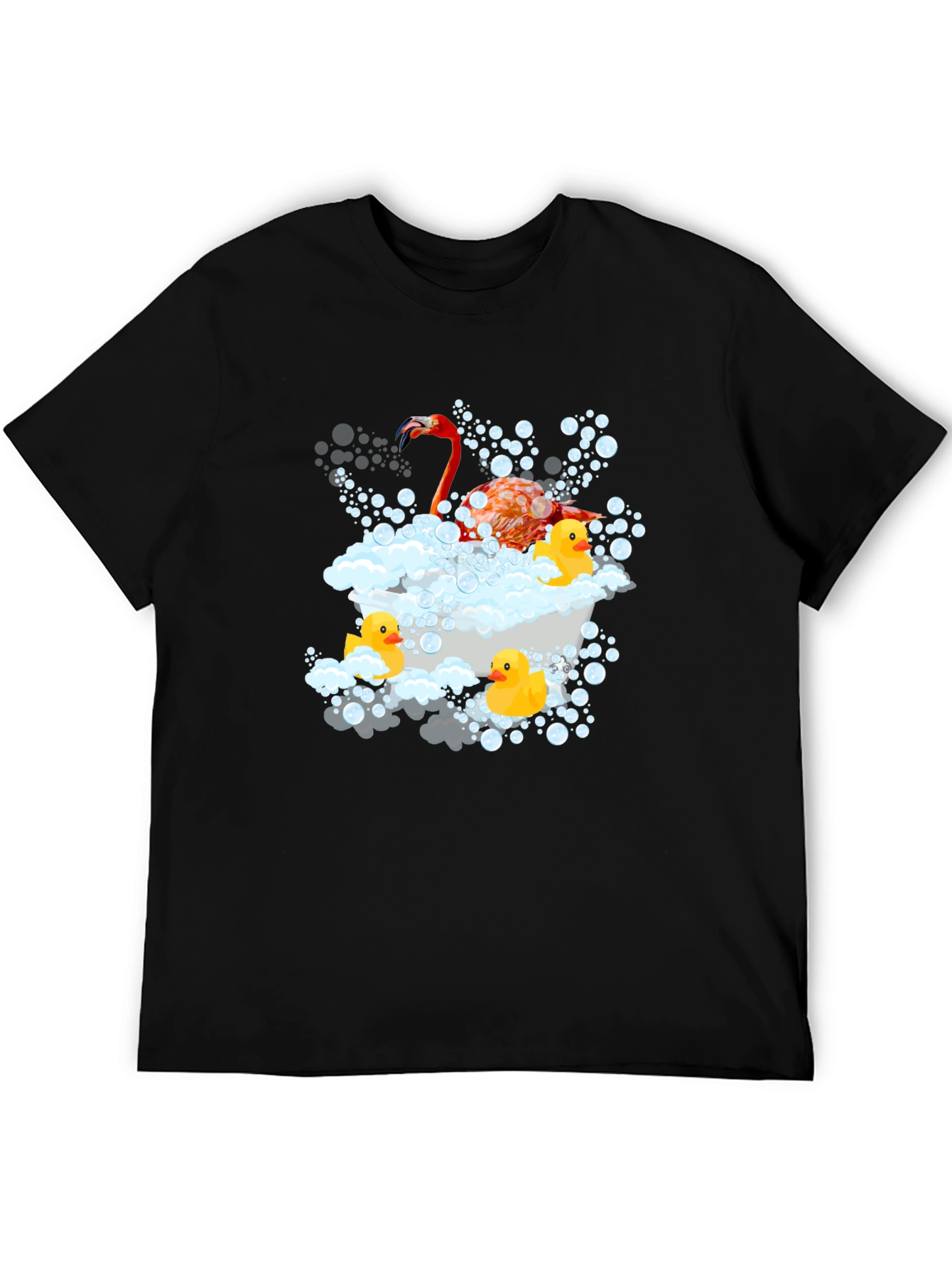 Flamingo Duck Tub Black T-Shirt