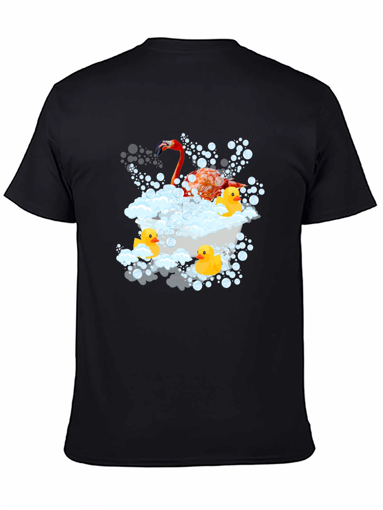 Flamingo Duck Tub Black T-Shirt
