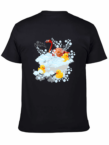 Flamingo Duck Tub Black T-Shirt