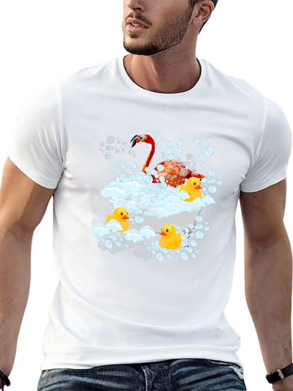 Flamingo Duck Tub Black T-Shirt