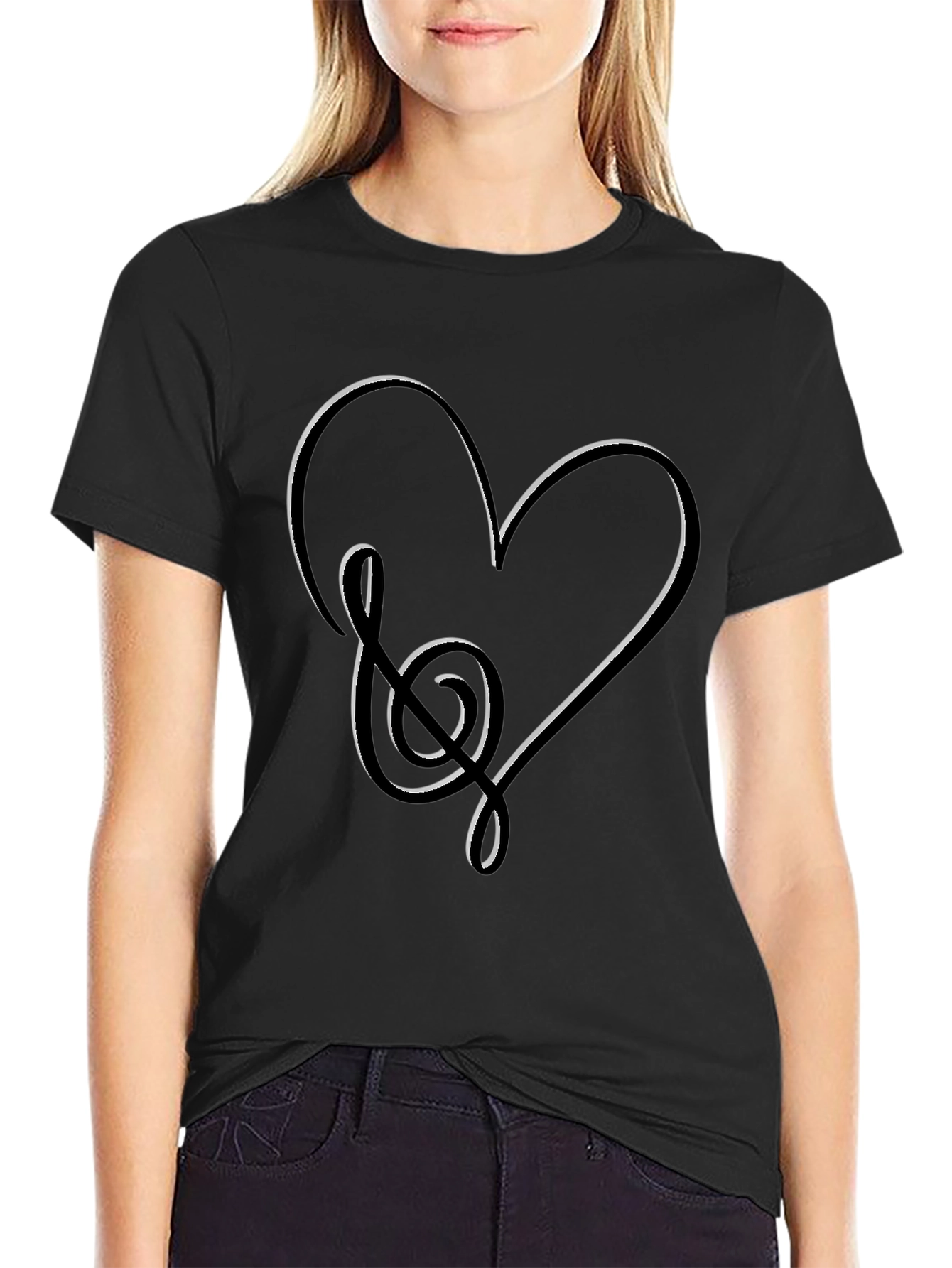 Music Heart Graphic Tee - Black
