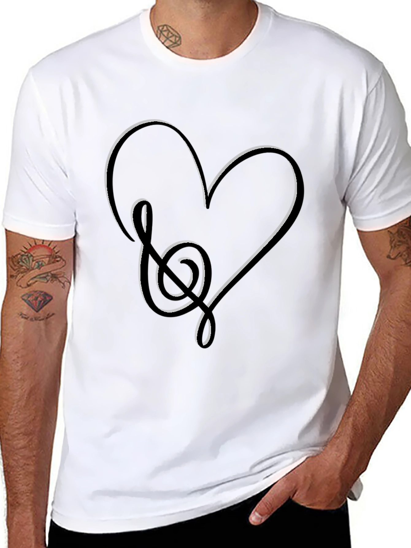 Music Heart Graphic Tee - Black