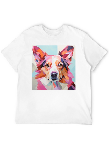 Geometric Dog Print T-Shirt - Unique Abstract Art Tee