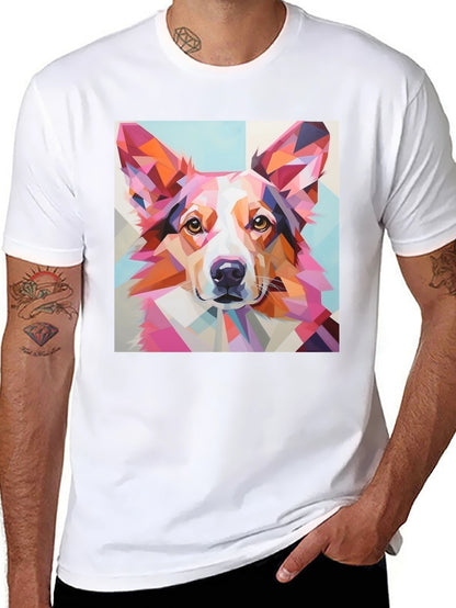 Geometric Dog Print T-Shirt - Unique Abstract Art Tee
