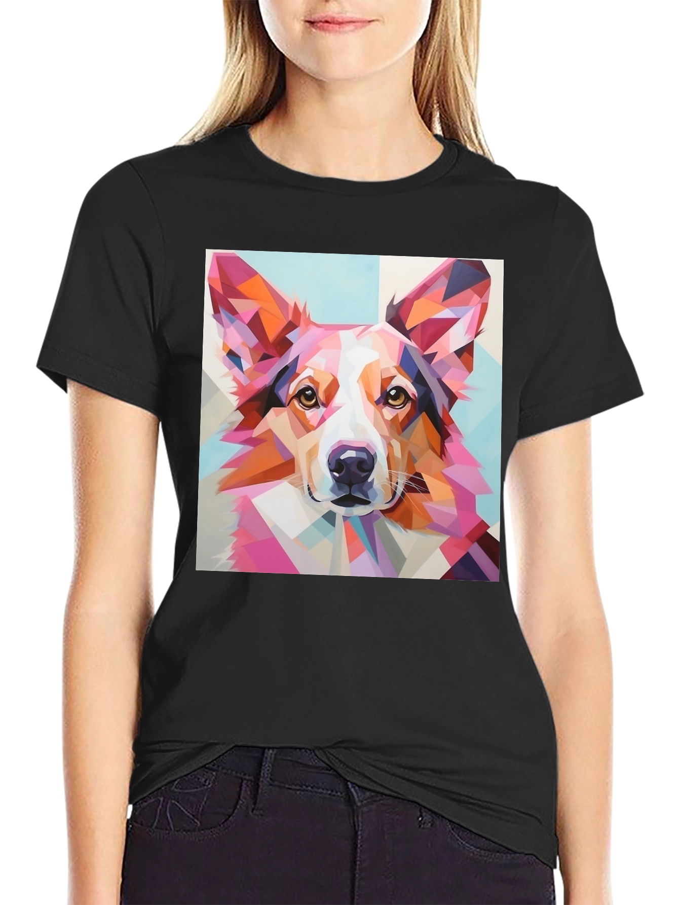 Geometric Dog Print T-Shirt - Unique Abstract Art Tee