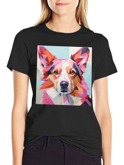 Geometric Dog Print T-Shirt - Unique Abstract Art Tee