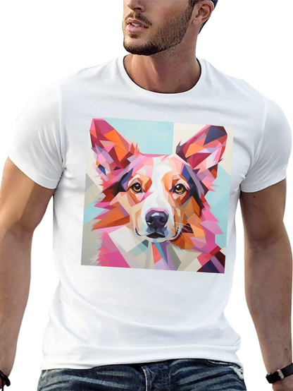 Geometric Dog Print T-Shirt - Unique Abstract Art Tee