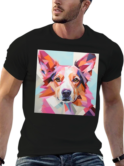 Geometric Dog Print T-Shirt - Unique Abstract Art Tee