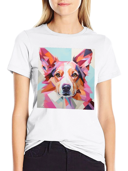Geometric Dog Print T-Shirt - Unique Abstract Art Tee
