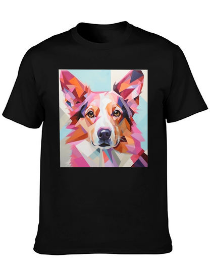 Geometric Dog Print T-Shirt - Unique Abstract Art Tee