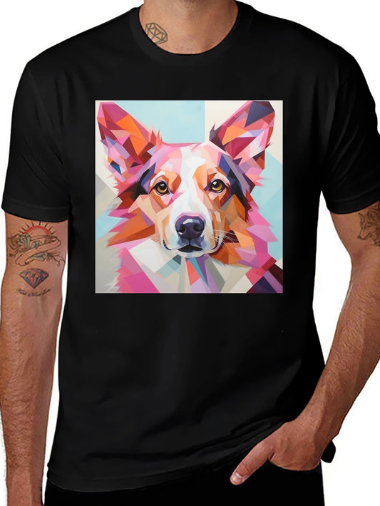 Geometric Dog Print T-Shirt - Unique Abstract Art Tee
