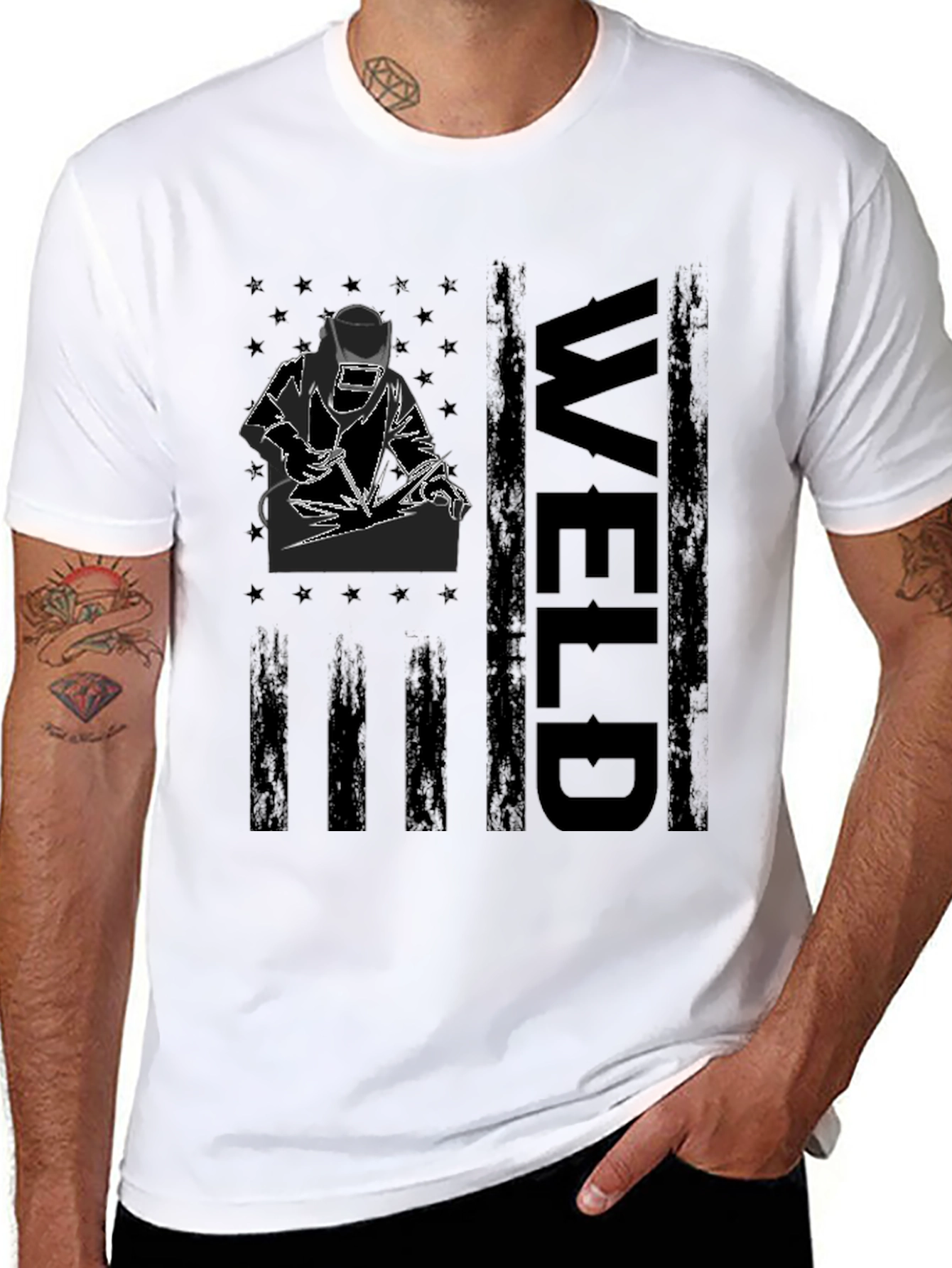 Welder American Flag Graphic Tee - Black