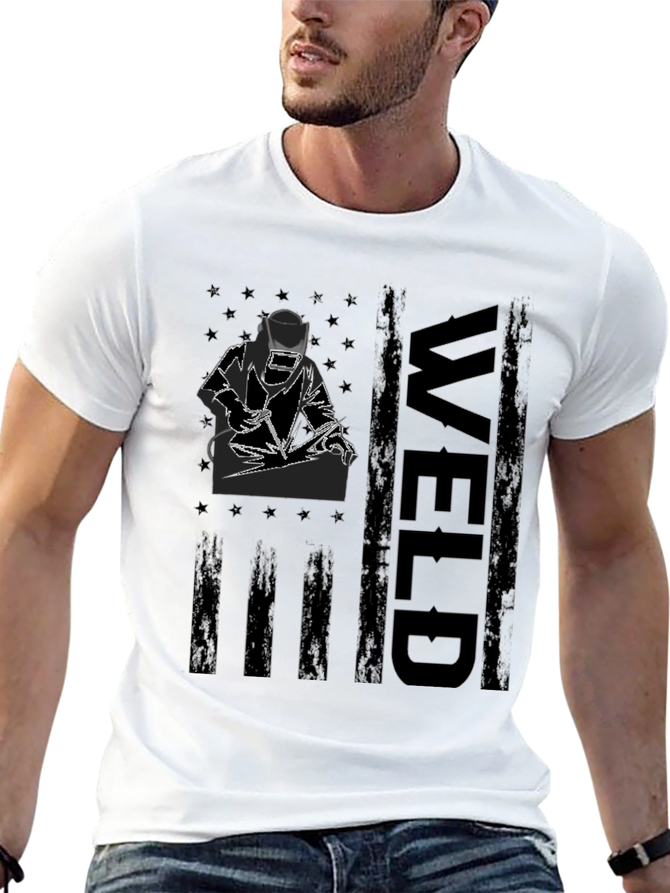 Welder American Flag Graphic Tee - Black