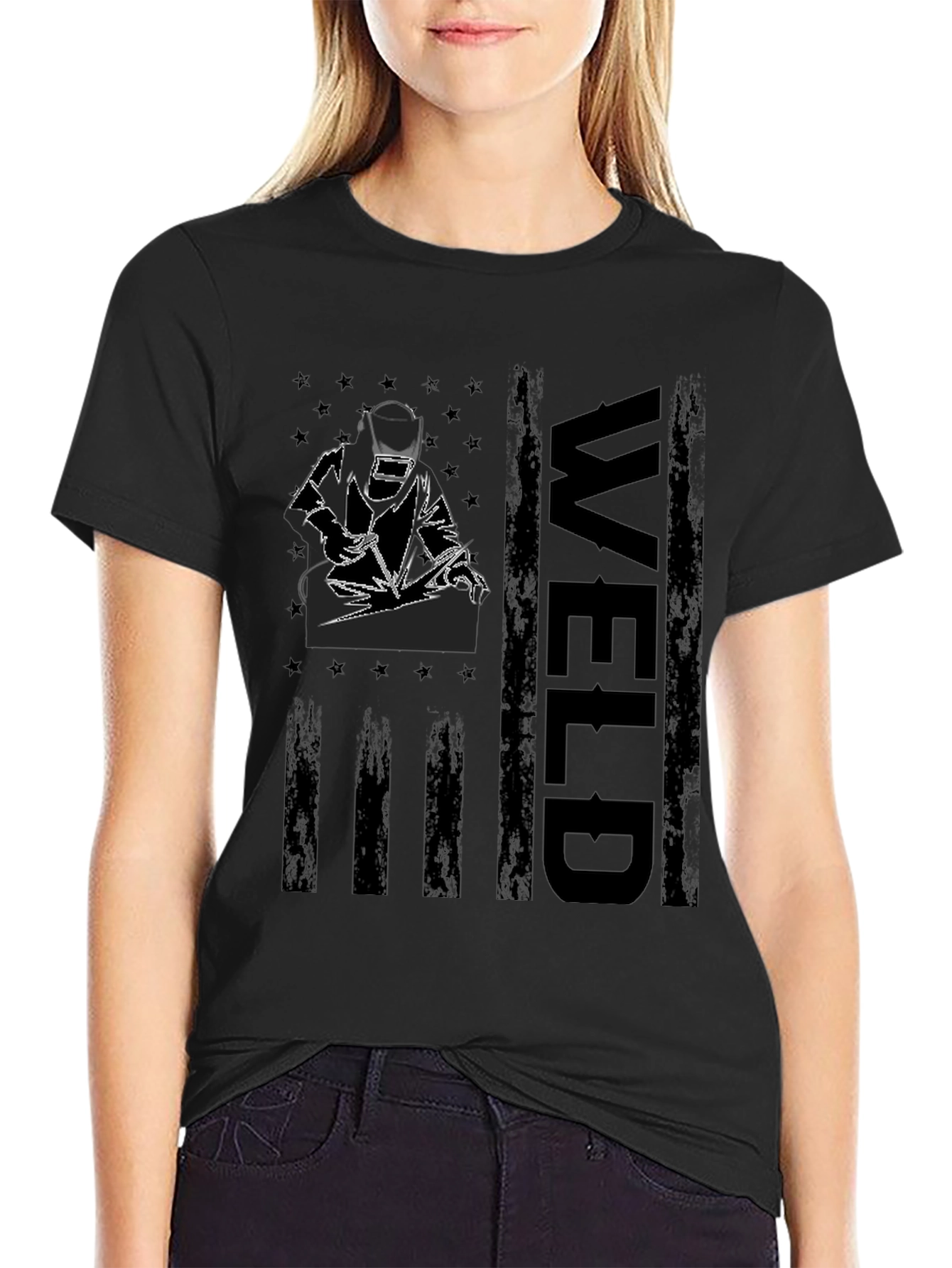 Welder American Flag Graphic Tee - Black