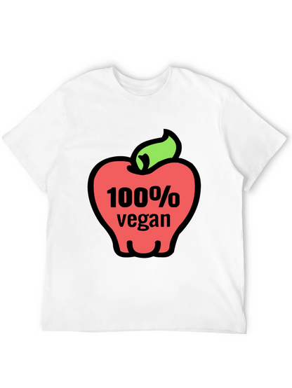 100% Vegan Apple Graphic Tee - Soft Cotton Blend