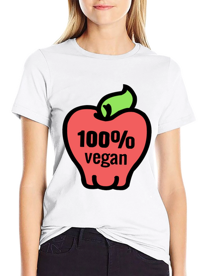 100% Vegan Apple Graphic Tee - Soft Cotton Blend