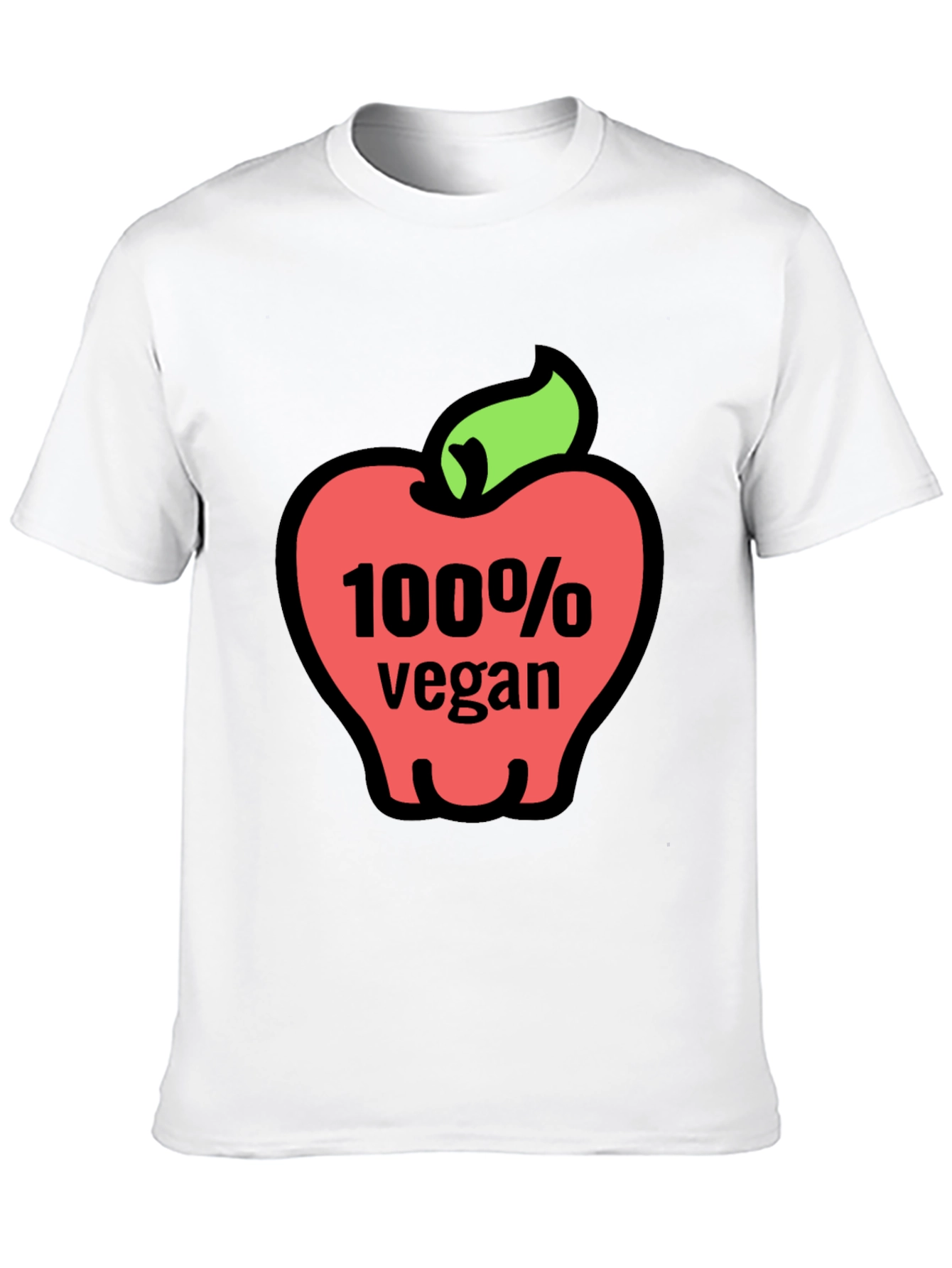 100% Vegan Apple Graphic Tee - Soft Cotton Blend