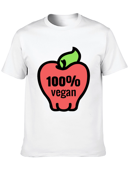 100% Vegan Apple Graphic Tee - Soft Cotton Blend