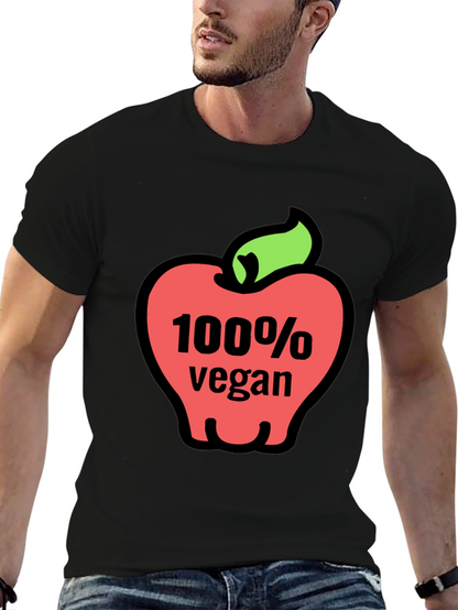 100% Vegan Apple Graphic Tee - Soft Cotton Blend