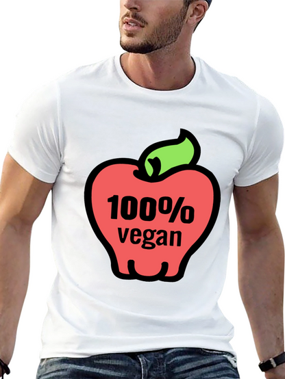 100% Vegan Apple Graphic Tee - Soft Cotton Blend