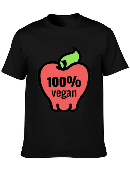 100% Vegan Apple Graphic Tee - Soft Cotton Blend