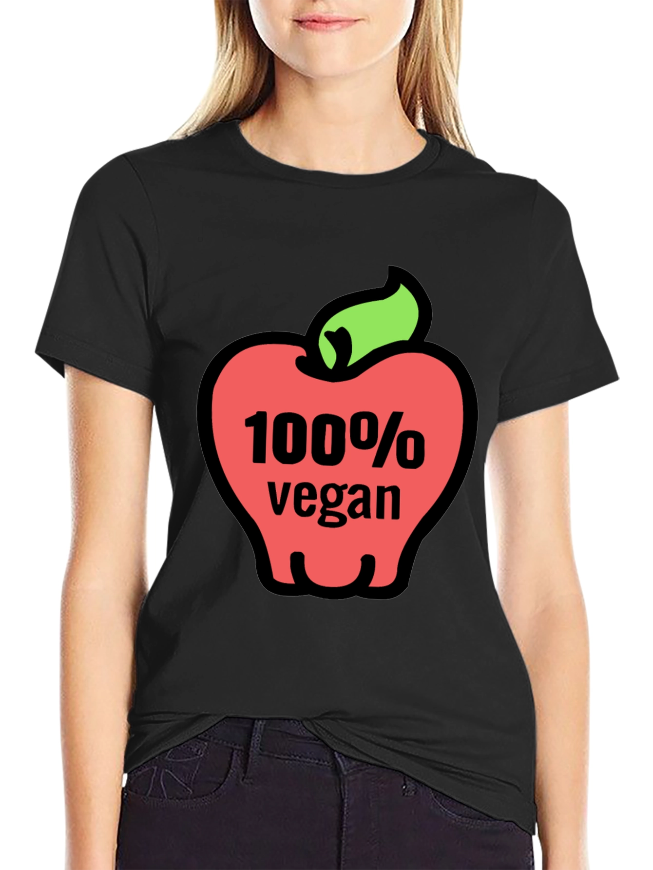 100% Vegan Apple Graphic Tee - Soft Cotton Blend