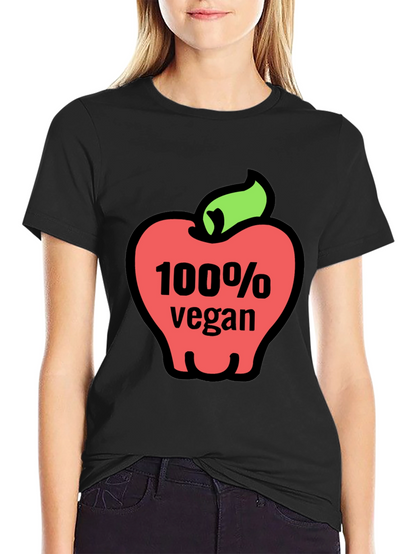 100% Vegan Apple Graphic Tee - Soft Cotton Blend