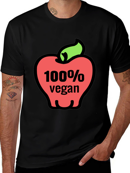 100% Vegan Apple Graphic Tee - Soft Cotton Blend