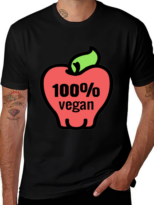 100% Vegan Apple Graphic Tee - Soft Cotton Blend