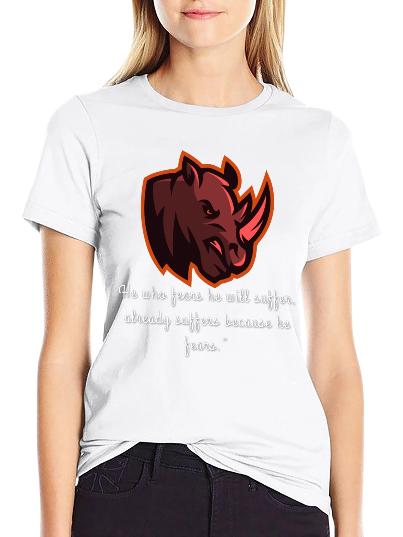 Rhino Graphic Tee - Fear Quote T-Shirt