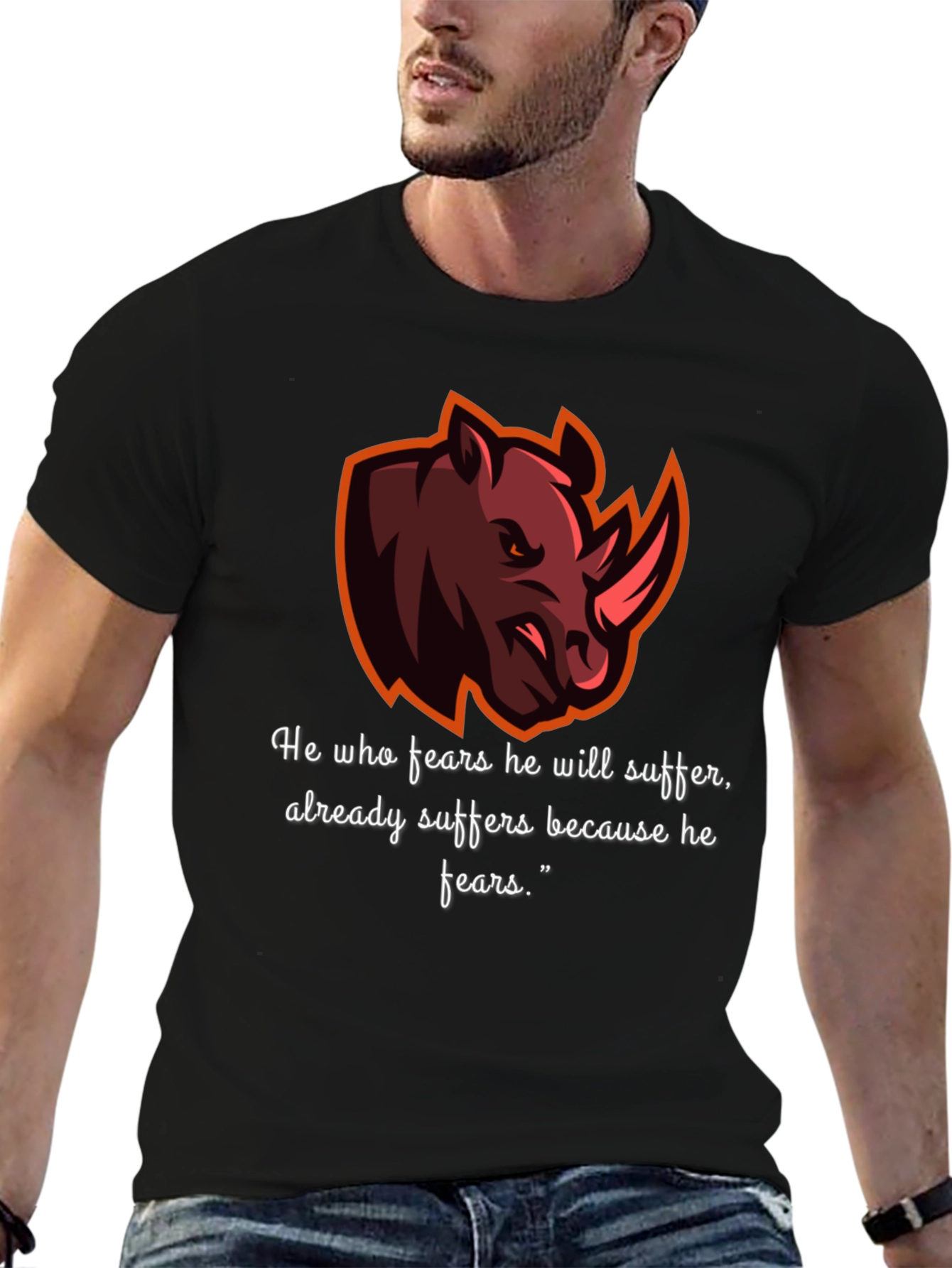 Rhino Graphic Tee - Fear Quote T-Shirt