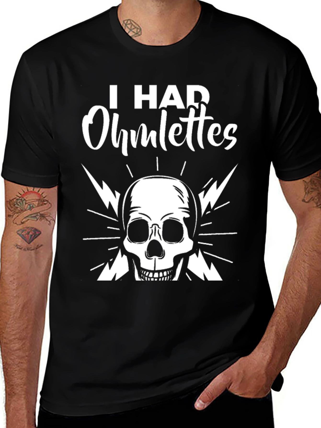 I Had Ohmlettes Skull Graphic Tee - Black