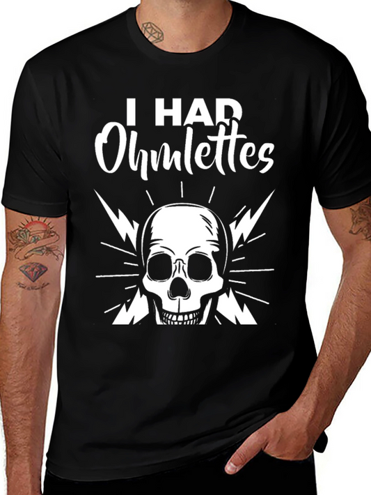I Had Ohmlettes Skull Graphic Tee - Black