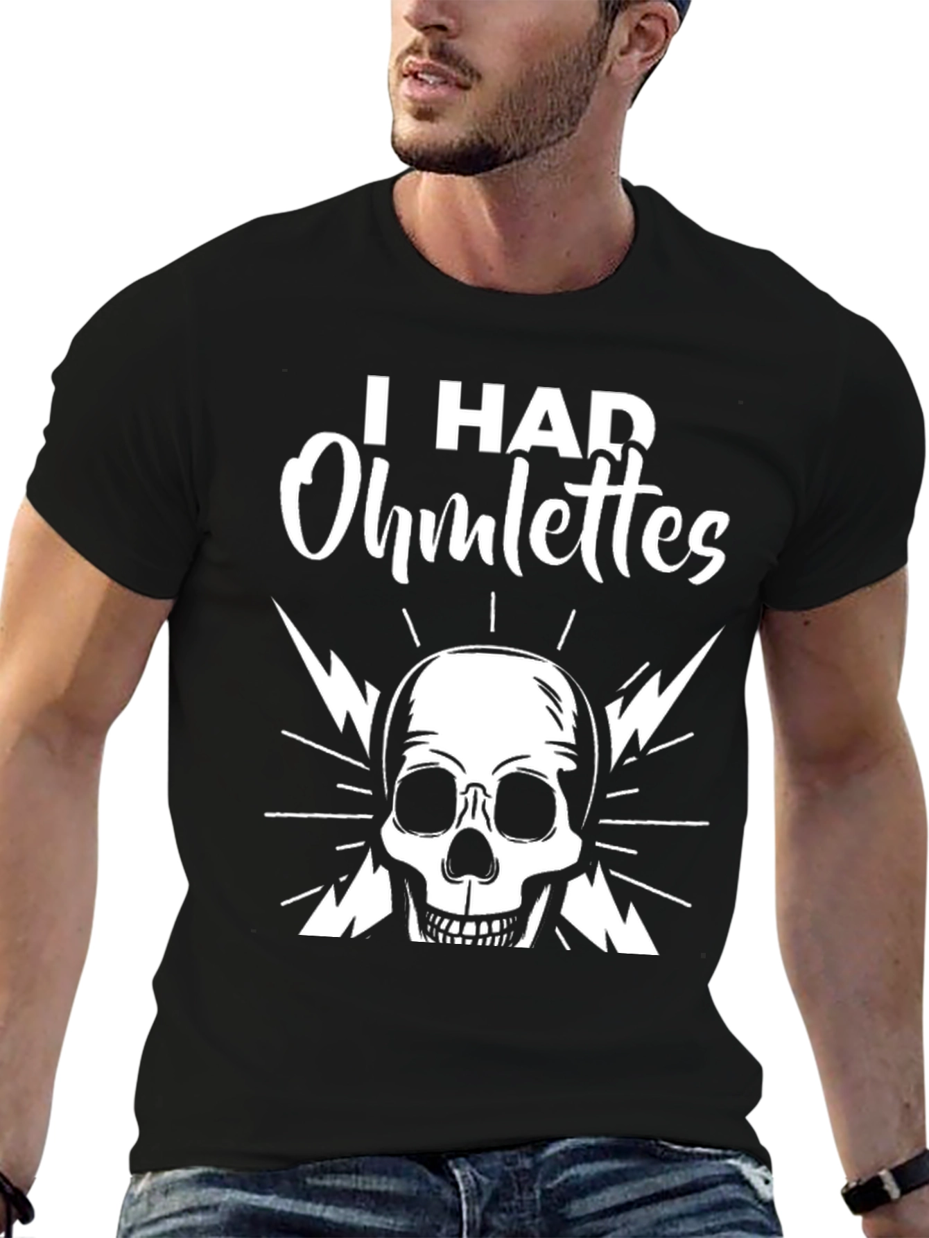 I Had Ohmlettes Skull Graphic Tee - Black