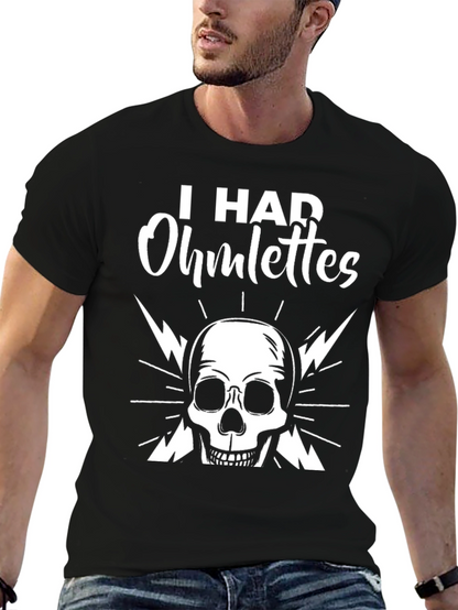 I Had Ohmlettes Skull Graphic Tee - Black