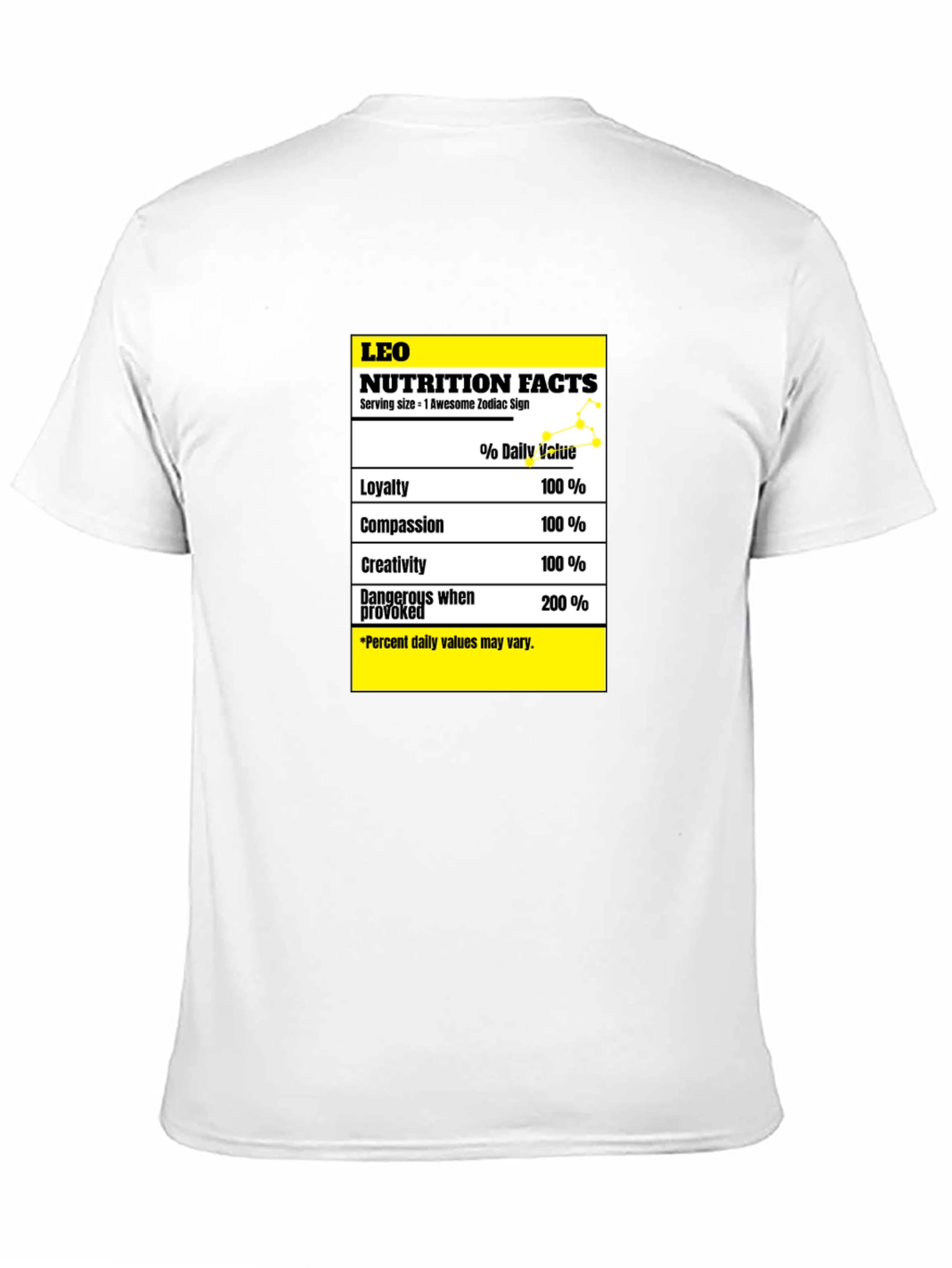 Leo Zodiac Nutrition Facts Graphic T-Shirt