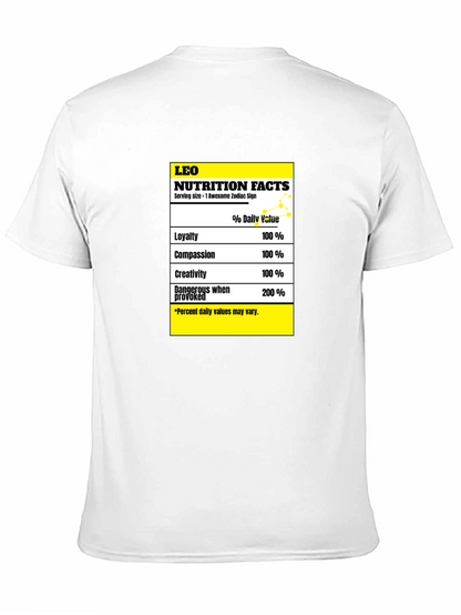 Leo Zodiac Nutrition Facts Graphic T-Shirt
