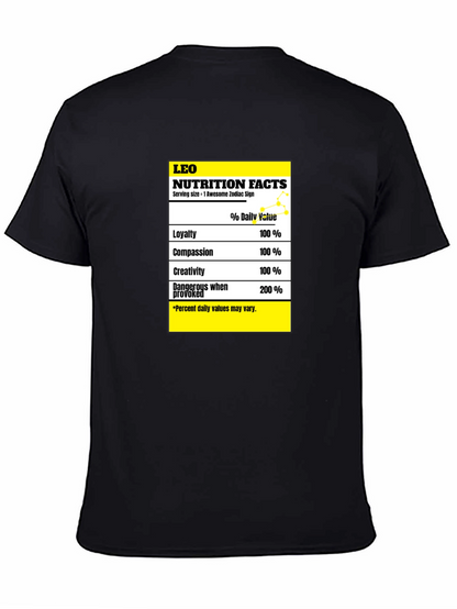 Leo Zodiac Nutrition Facts Graphic T-Shirt