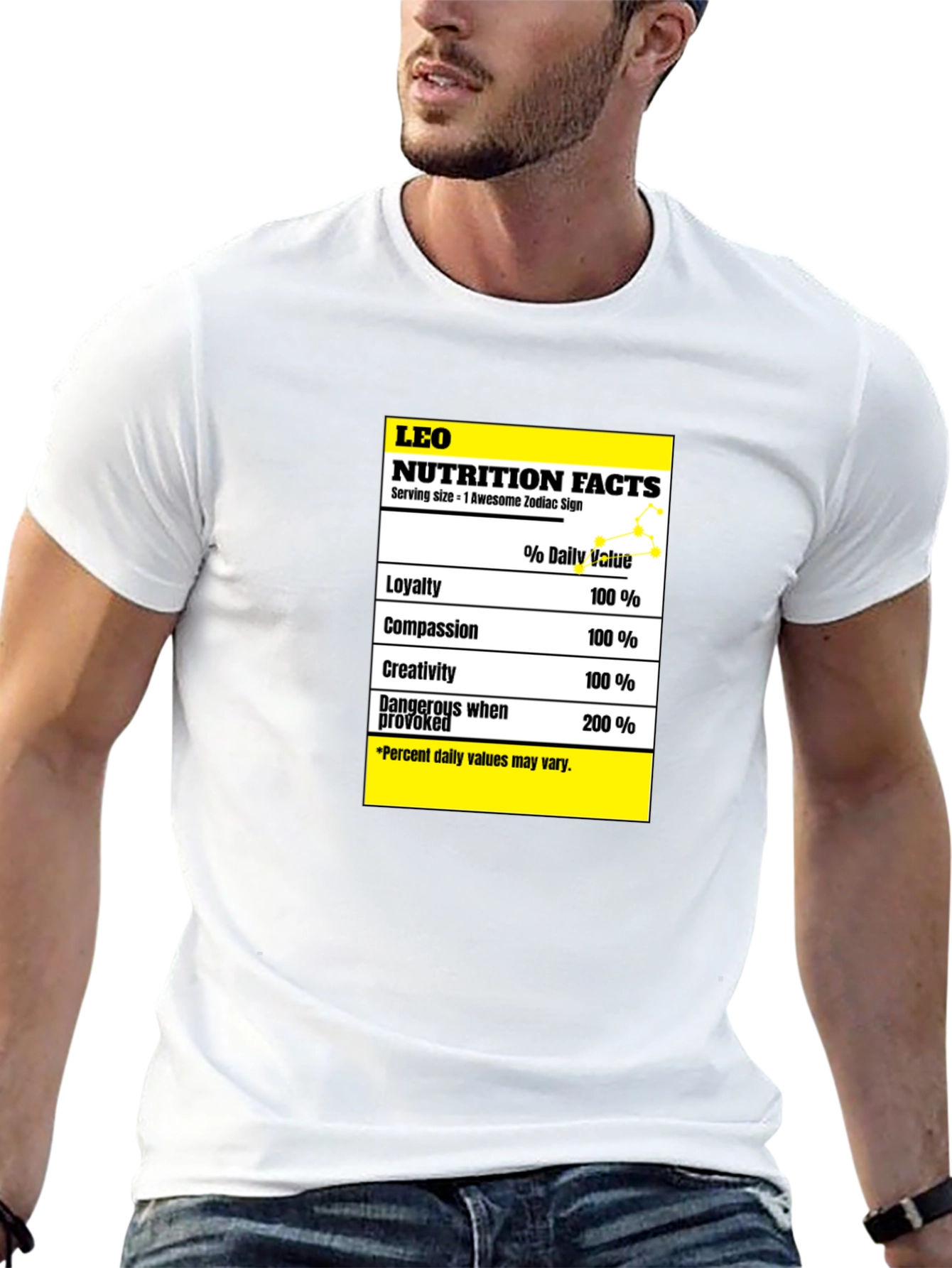 Leo Zodiac Nutrition Facts Graphic T-Shirt