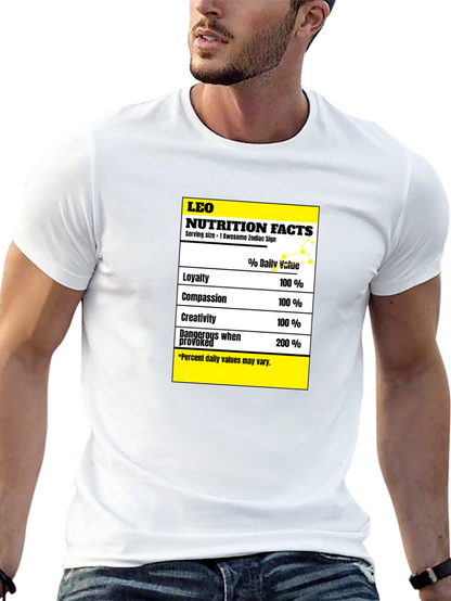Leo Zodiac Nutrition Facts Graphic T-Shirt