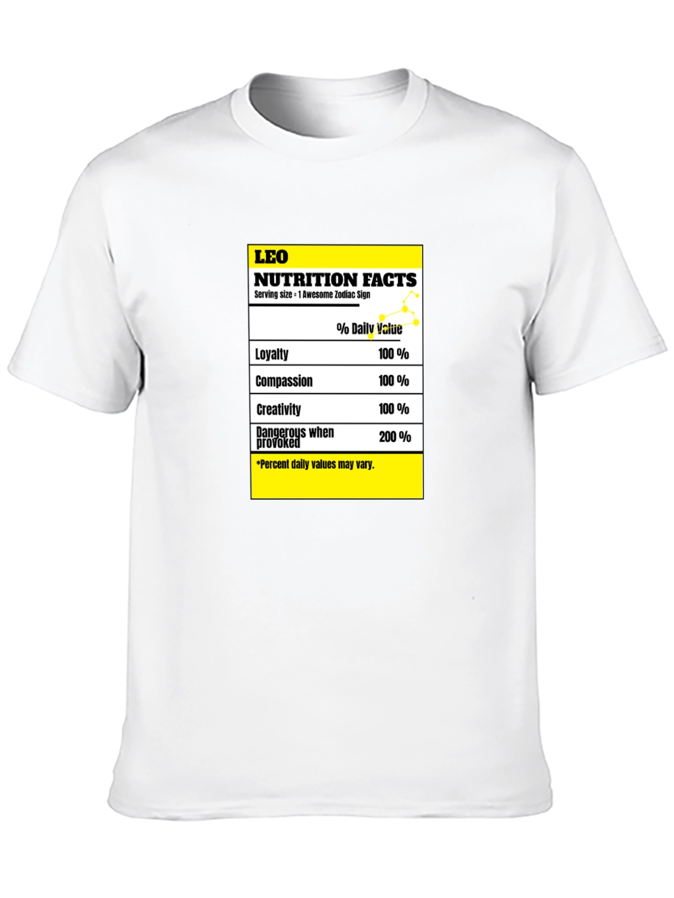 Leo Zodiac Nutrition Facts Graphic T-Shirt