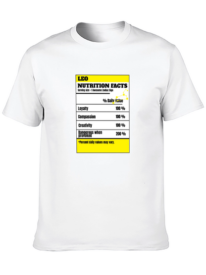 Leo Zodiac Nutrition Facts Graphic T-Shirt