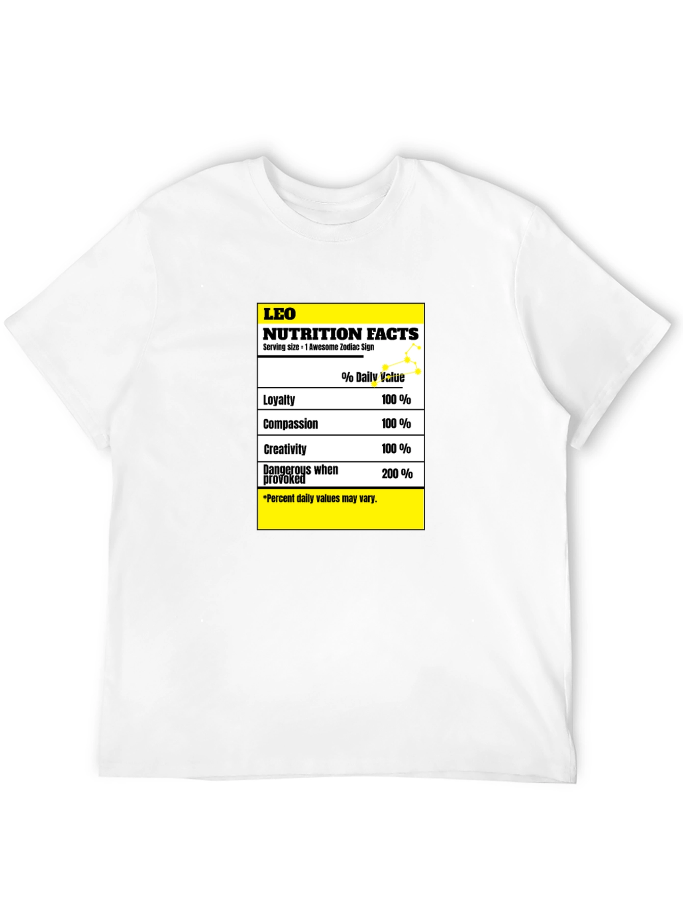 Leo Zodiac Nutrition Facts Graphic T-Shirt