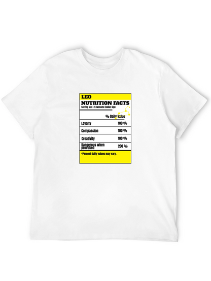 Leo Zodiac Nutrition Facts Graphic T-Shirt
