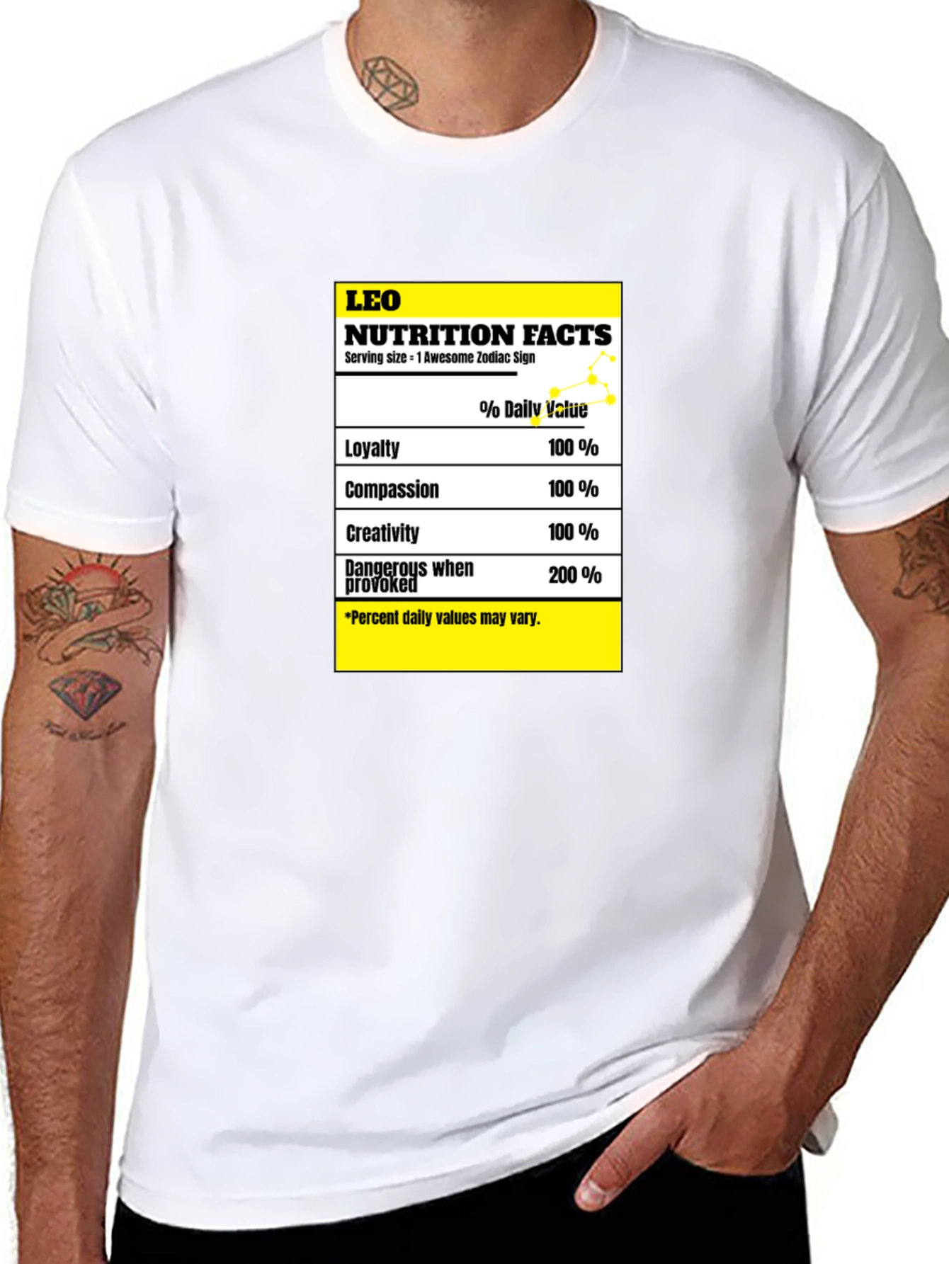 Leo Zodiac Nutrition Facts Graphic T-Shirt