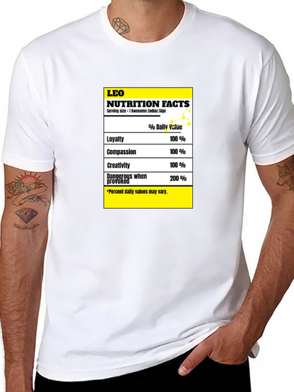 Leo Zodiac Nutrition Facts Graphic T-Shirt