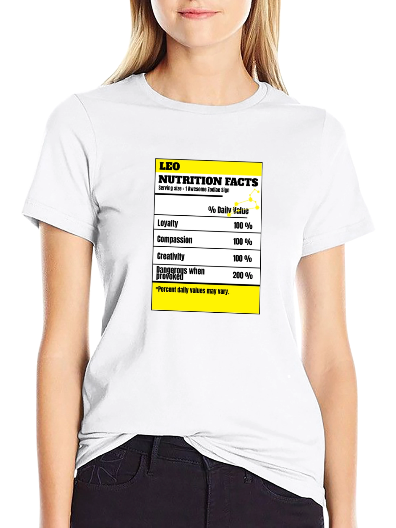 Leo Zodiac Nutrition Facts Graphic T-Shirt