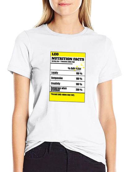Leo Zodiac Nutrition Facts Graphic T-Shirt