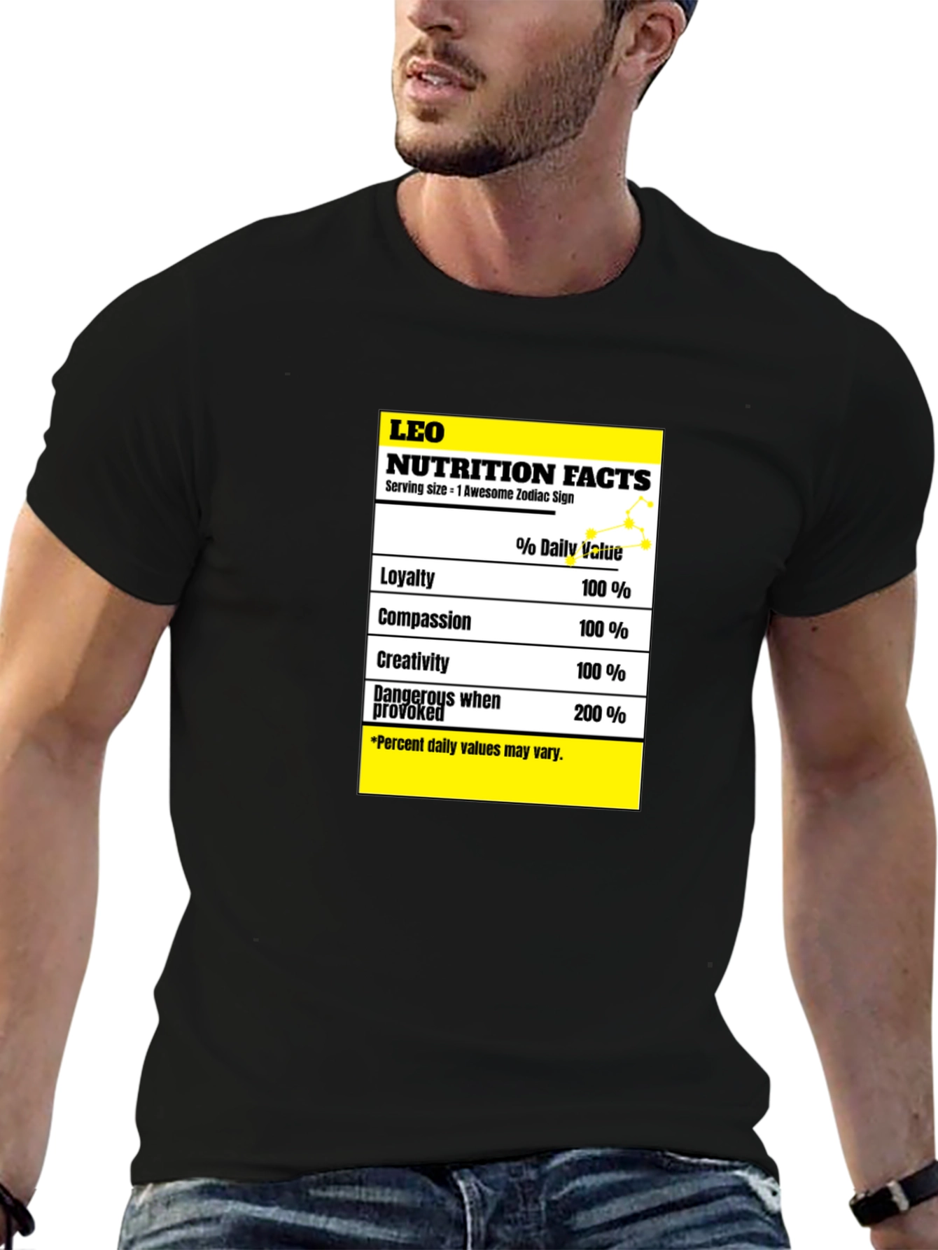 Leo Zodiac Nutrition Facts Graphic T-Shirt