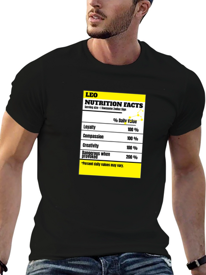 Leo Zodiac Nutrition Facts Graphic T-Shirt